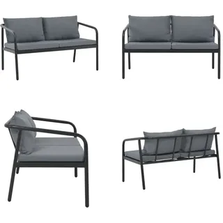 vidaXL 2 Sitzer Gartenbank mit Auflagen Grau Aluminium - Sofa - Sofas - 2-Sitzer-Sofa - 2-Sitzer-Sofas - Grau
