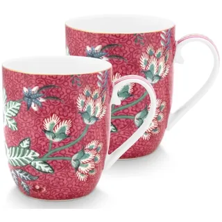 Pip Studio Flower Festival Henkelbecher Dark pink 145 ml Set2