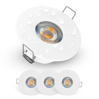 EMOS LED Einbaustrahler 230V 5W, 370lm | Wasserdichter IP44 Einbaustrahler für Außen und Innen | Deckenleuchte 3000K Warmweiß, Set mit 3 Stück Spots Rund, Farbe Weiß