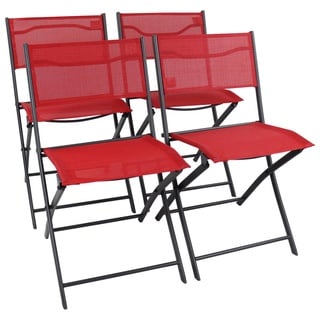 Ambia Garden Gartenstuhl-Set , Rot , Metall, Textil , 45x79x46 cm , klappbar, UV-beständig, regenabweisend, abwischbar , Gartenmöbel, Loungemöbel