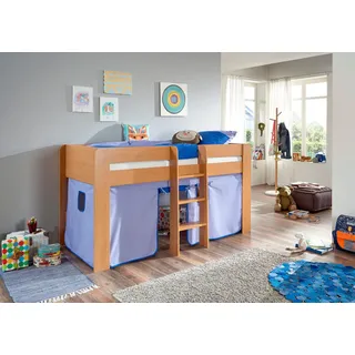 Relita Hochbett »Andi« mit Rolllattenrost und Vorhang, mit Leiter, pflegel. Dekor Oberfläche, blau