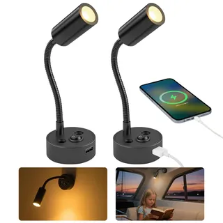 AOOTE LED Leselampe, 2 Stück 12V Wandlampe Wohnmobil Flexible Schwanenhals, Bett Aluminium Leseleuchte Wand Flexibel, 3000K Warmweiß DC 12V-24V Spot für Boot Wohnwagen Innenbeleuchtung Yacht
