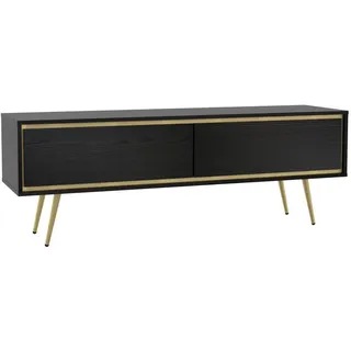 Beautysofa Lowboard Lori mit 2 Türen, Push-to-open-Öffnung, schwarz , Schwarz , Metall , 150x40x40 cm , Wohnzimmer, TV Möbel, Lowboards, Lowboards stehend
