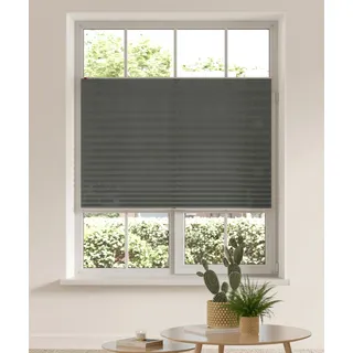 OTTO home Plissee "DAHRA - in Crush-Optik" Lichtschutz ohne Bohren verspannt Fixmaß, Bestseller mit Klemmträger, Sonnenschutz, für Fenster & Tür, dunkelgrau