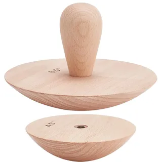 BENECREAT 2 Set Holz Töpferformen Tonwerkzeuge, Inklusive 11.4cm Und 16.5cm Holz-Keramik-Topfformen, 10.2cm Austauschbaren Griffen Für Herstellung von Schüsseln Und Tellern Zum Basteln