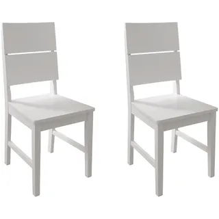 woodroom Kota 2er Stuhl-Set – Massivholz Hevea, Weiß lackiert & pflegeleicht, Moderne Küchen- & Esszimmerstühle im schlichten Design