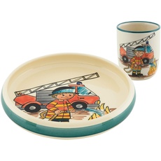 Kuhn Rikon 39550 Kinderset Feuerwehrmann, Keramik, Teller, Tasse, Porcelain