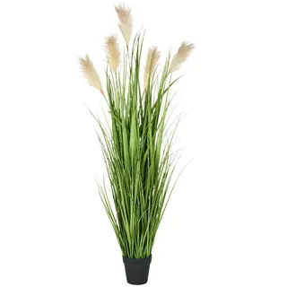 Beliani Kunstpflanze 130 cm Grün Pampas Grass , Grün, Weiß, Schwarz , Kunststoff , 130 cm , Dekoration, Blumen & Blumentöpfe, Kunstpflanzen