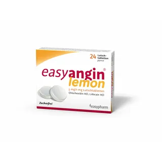 easyangin easyangin® lemon 5mg/1mg Lutschtabletten 24 St 24 St Lutschtabletten