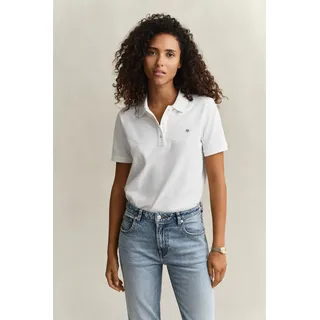 Poloshirt GANT "REGULAR SHIELD", Damen, Gr. L, weiß, Single Jersey, Obermaterial: 100% Baumwolle, unifarben, regular fit normal, Rundhals, eingesetzt gerader Abschluss, Shirts Poloshirt, Regular fit mit Polokragen