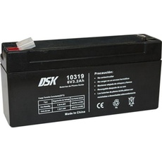 DSK 10319 - Versiegelte wiederaufladbare AGM-Bleibatterie 6V mit 3,2Ah. Ideal für Auto- und Elektromotorräder für Kinder, Motorroller, USV-Systeme, Sicherheits- und Kommunikationssysteme...