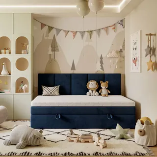 Gepolstertes Kontinentalbett ELZA MINI, 100x200 Royal Velvet 234 mit Topper