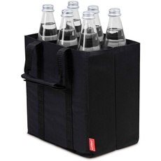 achilles Flaschentasche, Bottle Bag für 6 x 1,5 Liter Flaschen, Bottlebag, Tragetasche mit Trennwänden für Flaschen, Einkaufstasche mit 6 Fächern, 25 cm x 18 cm x 27 cm (Schwarz)