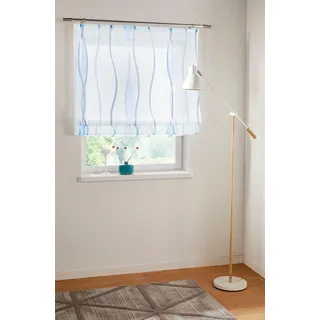 OTTO home Raffrollo "Dimona" mit Klettschiene Transparent, Voile, Polyester, Wellen, weiß, blau