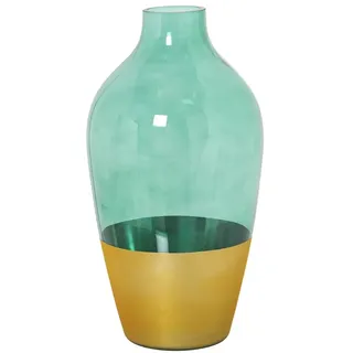 Alexandra House Living Vase, Grün, Gold, Glas, 13 x 13 x 26 cm