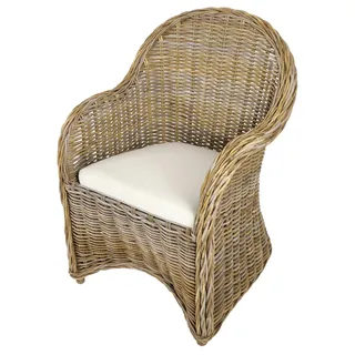 Kobolo Rattansessel Boston New aus Rattan - kubu grey - mit Sitzkissen - Grau