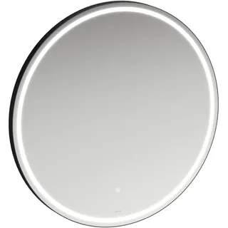 LAUFEN BASE 2.0 Spiegel, LED-Beleuchtung, Touch Sensorschalter, rund, Aluminiumrahmen schwarz matt, H4443911084501, Ausführung: 800x800mm