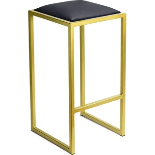 FERRO Barhocker 64 cm Gold - Eko – Moderner Metall Barstuhl ohne Lehne im Loft-Stil mit Gepolstertem Sitz - Gold, Schwarz