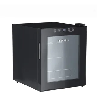 Severin Wein-Kühlschrank, Temperatur einstellbar von 5-18°C, 46 L Volumen für 15 Flaschen à 0,75L, nur 43 dB, inkl. LED & Touch-Display, EEK F, schwarz,