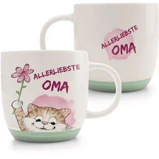 Tasse Katze ALLERLIEBSTE OMA 400ml 9,5x9,5cm - rosa - Hochwertige Porzellan-Tasse, liebevoll gestaltet, niedliches Accessoire für Küche, Büro & Zuhause – süßes Geschenk für Lieblingsmenschen | 63002