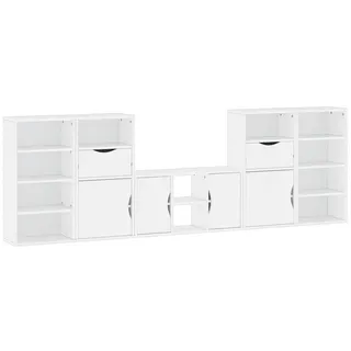 vidaXL 5-tlg. Wohnwand mit Stauraum ODDA Weiß Massivholz Kiefer - Weiß