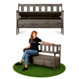 KADAX Gartenbank, 120x47x81,5cm Banktruhe aus Einer Holzfaserplatte (120cm/Dunkelbraun) - Dunkelbraun