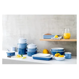 Küchenschüssel 18 cm, 0,8 L, Emaille, CLASSIC Edition NATURE BLUE LIGHT