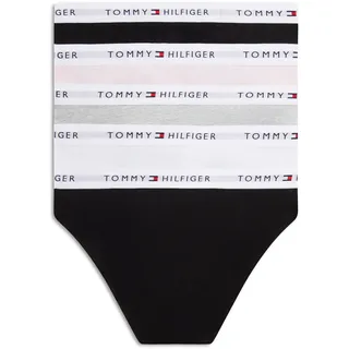 Slip "5 PK BIKINI", Jungen, Gr. 152/158, 5 Stk., schwarz, htr, l pink, weiß, schwarz, Jersey, Obermaterial: 95% Baumwolle, 5% Elasthan, TOMMY HILFIGER UNDERWEAR, körpernah, Unterhosen Slip, für Mädchen