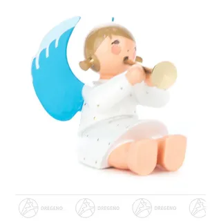 Engel mit Flöte sitzend H=ca 4 cm NEU Erzgebirge Weihnachtsfigur Holzfigur