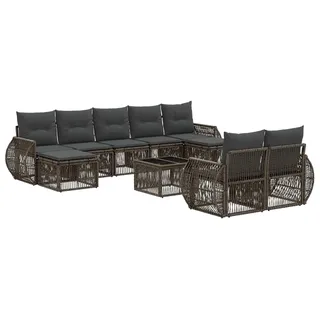vidaXL Gartensofa-set 10 stk. Grau und Dunkelgrau Poly-Rattan - Grau