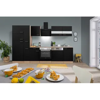 Respekta Küchenzeile 310 cm Schwarz-Eiche Sägerau Nachbildung