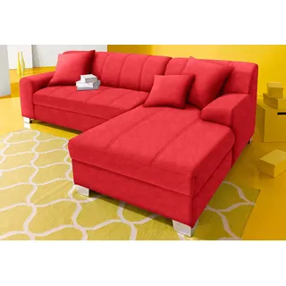 DOMO collection Eckcouch 239x152 cm mit Bettfunktion rot