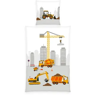 Herding Kinderbettwäsche, Kinder-Wendebettwäsche Baustelle Bettwäsche, - bunt