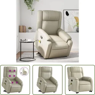 The Living Store Massagesessel mit Aufstehhilfe Creme Kunstleder - Creme