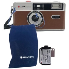 AgfaPhoto analoge 35mm Foto Kamera Black Set (B+W Film + Batterie)