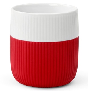 Royal Copenhagen Fluted Contrast Karibik Becher aus Porzellan in der Farbe Rot-Weiß 33cl, Maße: 8,5cm x 8,5cm x 10cm, 1064287