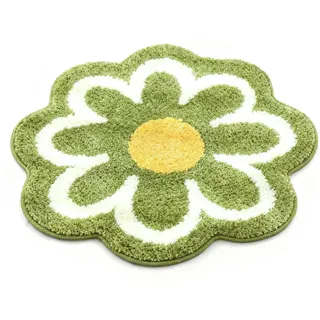 Sertay 40CM Blumen Weiche Antirutsch Badematte, Teppichboden Bad Küche Wohnzimmer, Saugfähiger Antirutschteppich, Geeignet für den Heimgebrauch, Sowohl Praktisch als Auch Dekorativ (Grün)