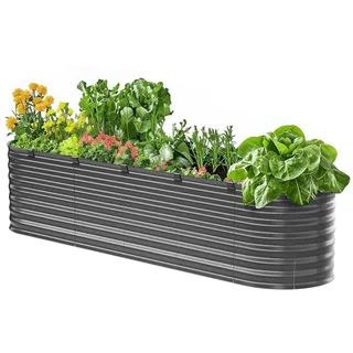 Vevor Hochbeet aus Metall 240 x 60 x 56 cm Dunkelgrau