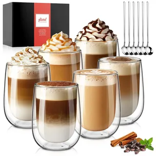 glastal 6x350ml Doppelwandige Latte Macchiato Gläser Cappuccino Kaffeetasse