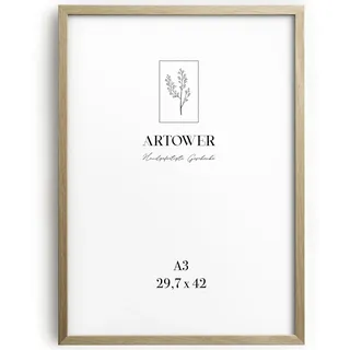 Artower® Bilderrahmen für DIN A3 30 x 42 cm Natur Holz Eiche Dünner Rahmen | Posterrahmen Groß Collage | Picture Frame 29,7 x 42cm | Holzrahmen | Holzbilderrahmen Poster Echtholz
