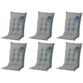 Madison 6x A046 Hochlehner Gartenstuhl Auflagen 120x50x8cm grau uni
