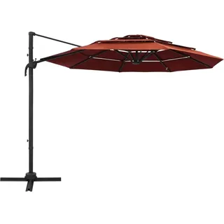 vidaXL Sonnenschirm mit Aluminium-Mast 4-lagig Terrakottarot 3x3 m - Braun