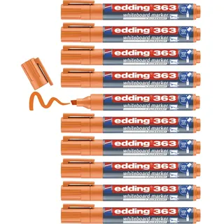 edding 363 Whiteboardmarker - orange - 10 Whiteboard Stifte - Keilspitze 1-5 mm - Boardmarker abwischbar - für Whiteboard, Flipchart, Magnettafel, Pinnwand, Memoboard - Sketchnotes