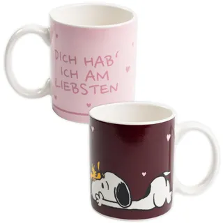 The Peanuts Snoopy Zaubertasse - Dich hab ich am liebsten Kaffeetasse Becher Kaffeebecher Tasse aus Keramik Farbwechseltasse 320 ml
