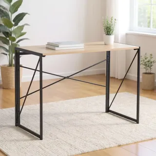 FurnitureR Tische für Ausbildung, vielseitig einsetzbar, für Schulen, klappbarer Tisch, Rahmen aus MDF und Metall, Keine Montage erforderlich, 100 x 50 x 75 cm, Oak