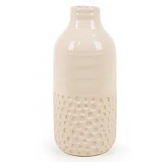 Logbuch-Verlag Keramik Vase beige Creme Dekovase für Trockenblumen Keramikvase schlicht Weihnachten Geschenk Tischdeko 23 cm