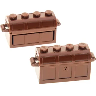 2x Lego Schatztruhen Truhe rot braun 2x4 Kiste Deckel 5x2x2 4211162 4739 4738a - Weiß