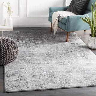 Livabliss Bangkok Wohnzimmer Teppich modern – Abstrakt Design in Marmor Optik für Wohnzimmer 120x170 cm, Esszimmer, Schlafzimmer - Marmor Teppich groß, weicher Teppich Kurzflor Grau, Weiß, Holzkohle