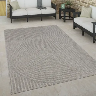 Outdoor Teppich Skandinavisch wetterfest Modern & Pflegeleicht für Innen & Außen Grösse 120x170 cm - Grau