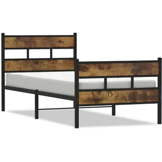 Metallbett ohne Matratze Räuchereiche 100x200 cm - Braun
